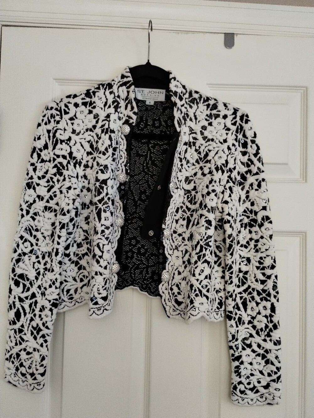 St John White Crocheted Lace Bolero Jacket 4 - Picture 11 of 11